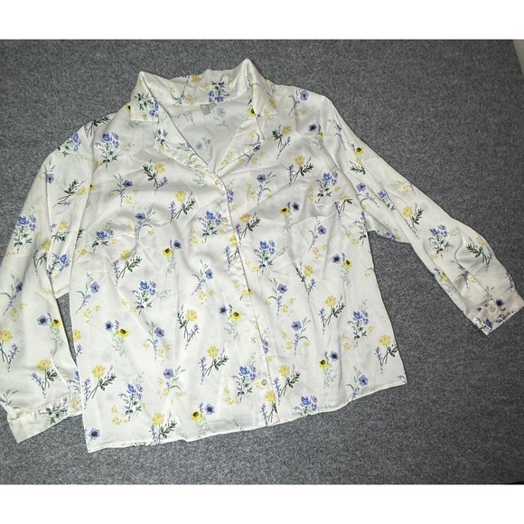 ASOS White Floral Print Button-Down Blouse Women's Size 18 - Picture 1 of 4